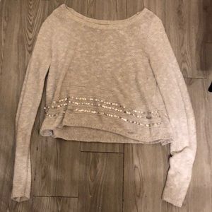 🐚☁️ Hollister white gray cropped sweater